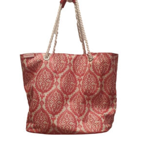 NWOT Happy Life Summer Tote Bag pink and white motif